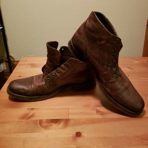 Bullboxer Brosus Distressed Brown Leather CapToe Boots Men Size 11 EU44 no laces